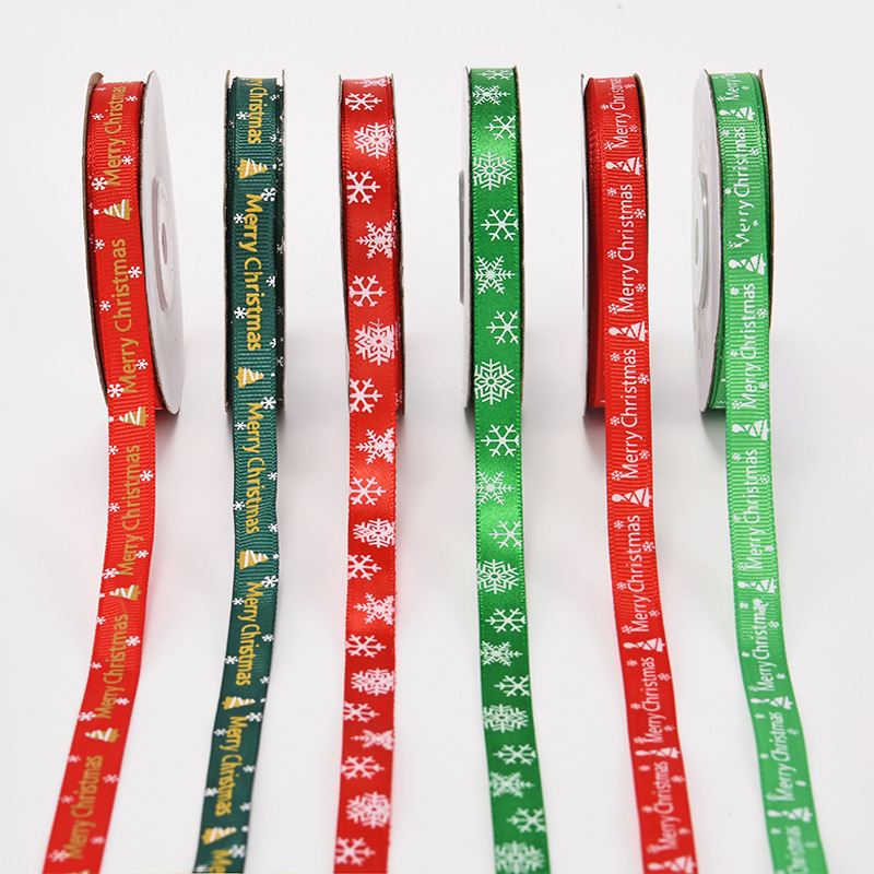 Christmas holiday decorative ribbon set 1cm small roll gift ribbon printing logo ribbon printing thread belt Christmas holiday decorative ribbon set 1cm small roll gift ribbon printing logo ribbon printing thread belt
