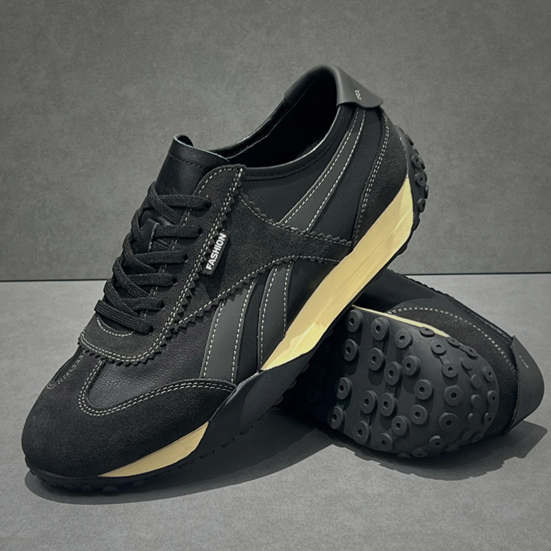 跨境春季男鞋新款真皮潮鞋男士阿甘鞋轻便百搭软底防滑运动休闲鞋