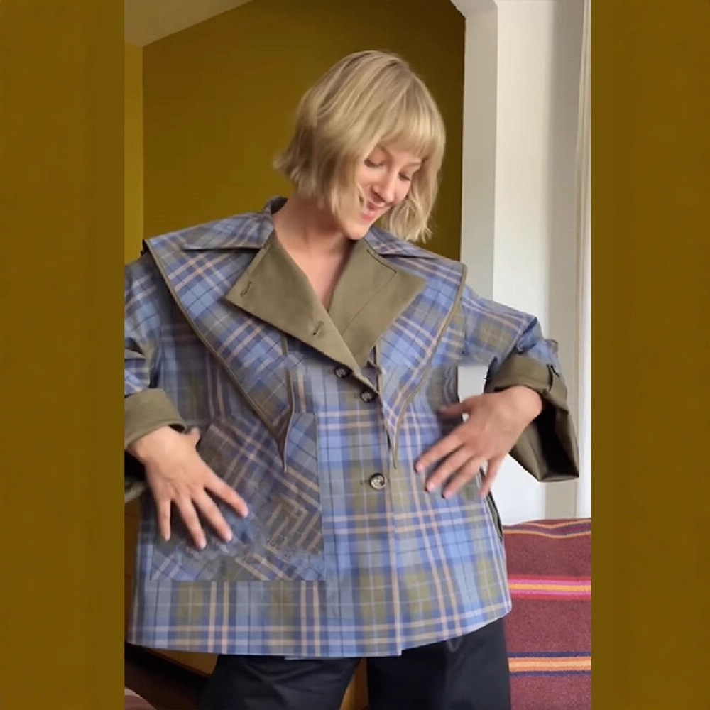 Aliexpress Hot-Selling Autumn and Winter New Women's Clothing Commuter Embroidered Reversible Plaid Loose Trench Coat Jacket for Women