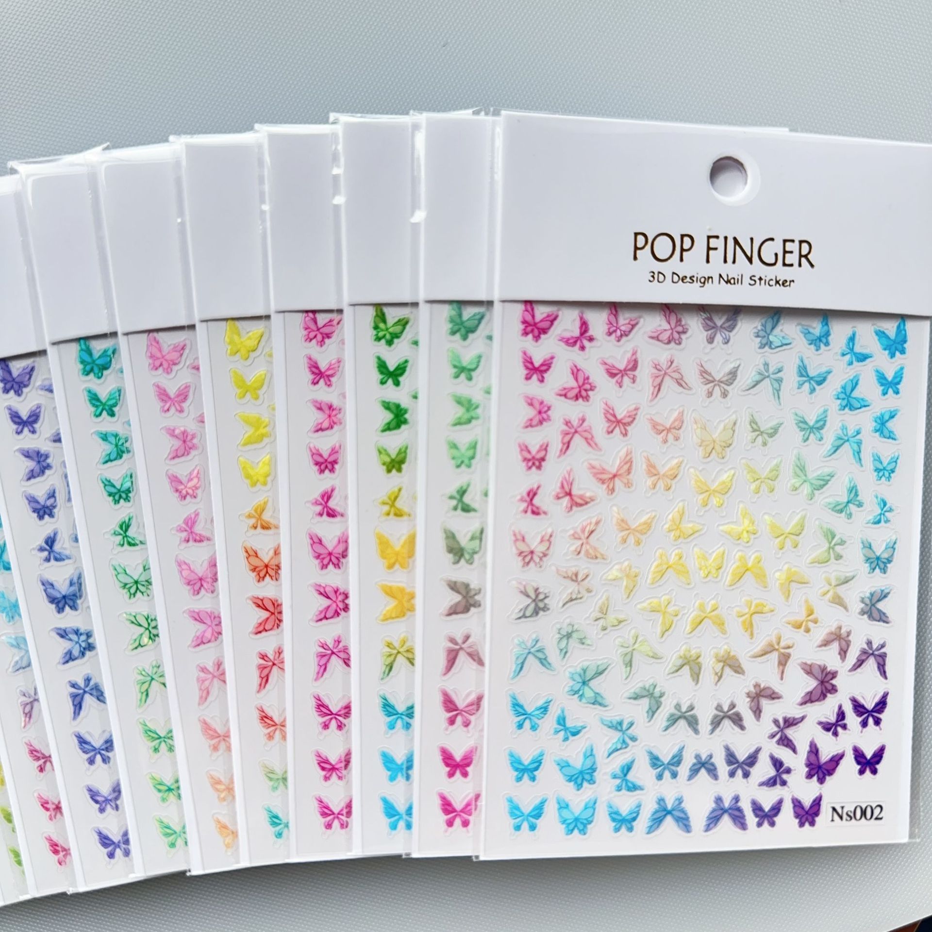 New Shell-Shaped Butterfly Nail Stickers, Cross-Border E-commerce Laser Dopamine Colorful Butterfly Nail Stickers NS