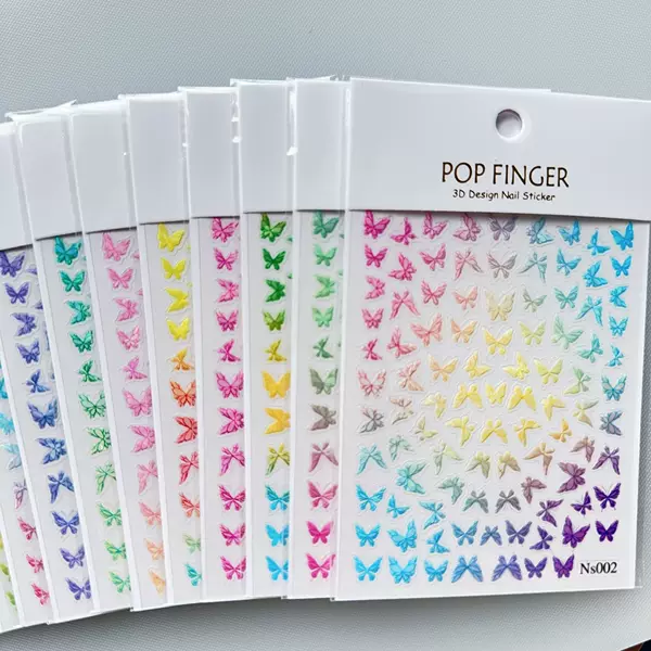 New Shell-Shaped Butterfly Nail Stickers, Cross-Border E-commerce Laser Dopamine Colorful Butterfly Nail Stickers NS