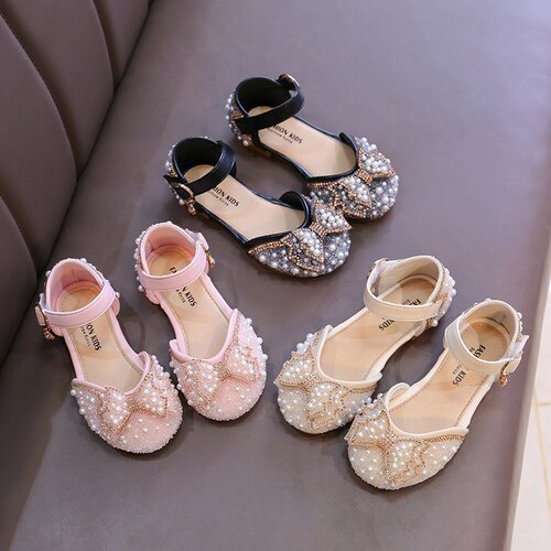 Girls' Princess Shoes 2024 Spring New Model Cap Toe Sandals with Children's Butterfly Bow Crystal Shoes for Babies