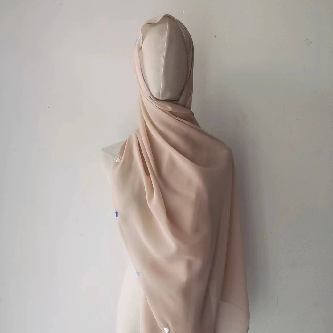 Производители напрямую поставляют Yiduo новый любовный вышитый тюрбан шифоновый тюрбан прямоугольный тюрбан