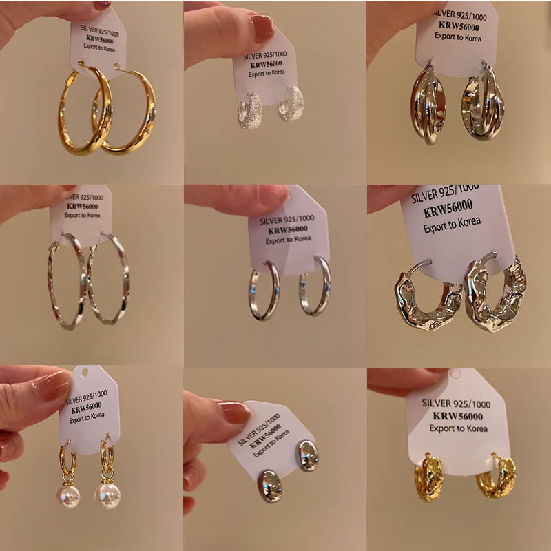 925 Silver Needle French Hoop Earrings New Fashion Niche Ear Stud Fashion Design Sugarring Ear Ring Advanced Sense Earrings