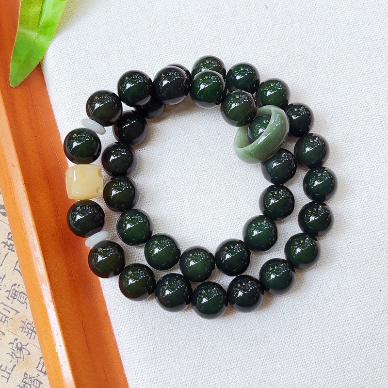 진한 녹색 이중원 [둥근구슬]