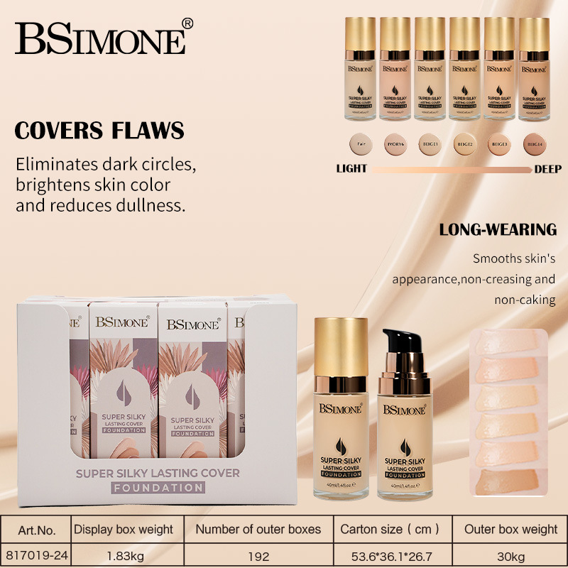 Exclusión transfronteriza exclusiva para correctores, resistente al agua, a prueba de sudor, sin maquillaje, sin atasar, base líquida en polvo hidratante, base líquida hidratante, Europa y América