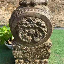 青石抱鼓石摆件室外庭院石雕抱鼓石庭院别墅门墩雕刻装饰建筑物