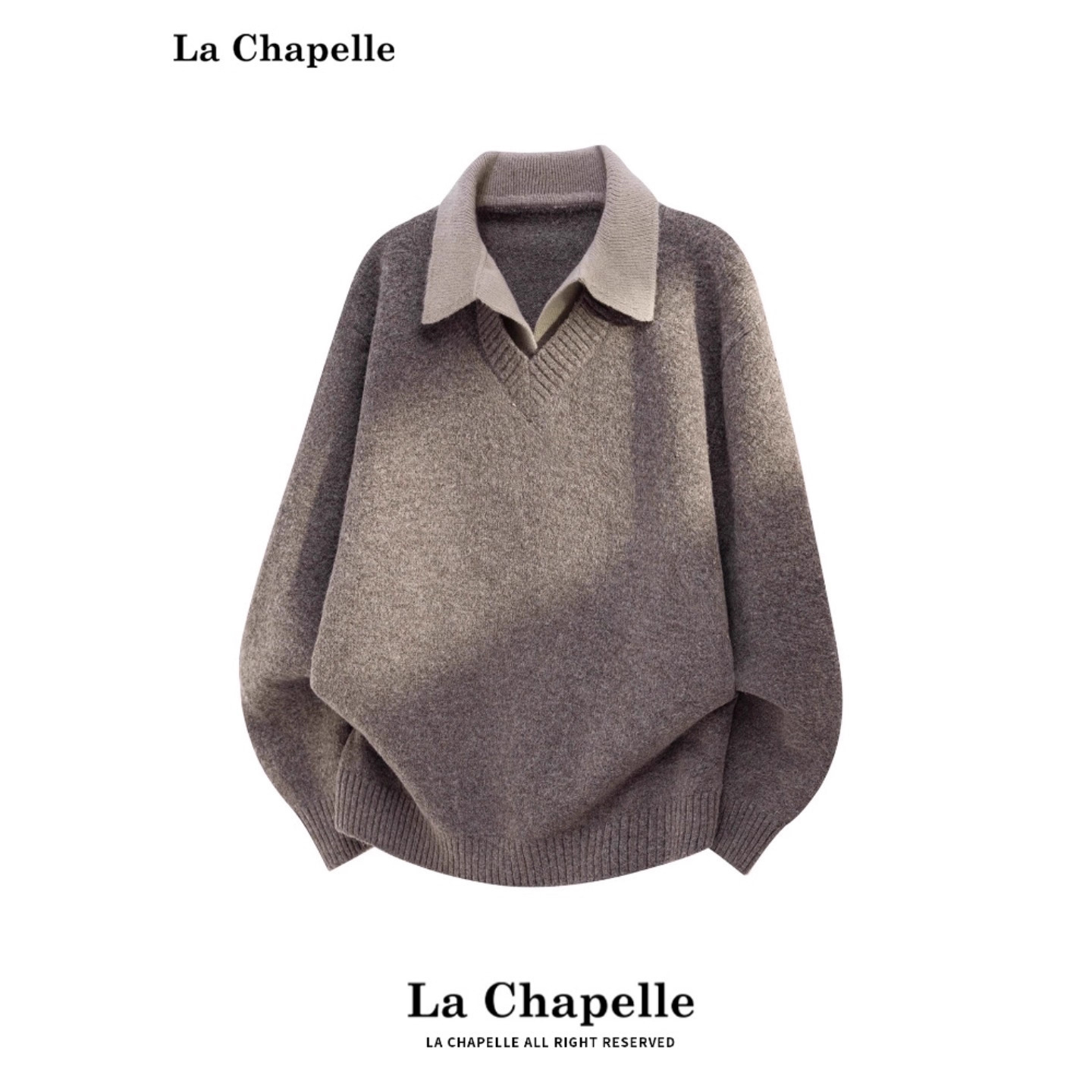 Cross-Border Old Money Style Thickened Fake Two-Piece V-Neck Sweater for Men, New Autumn and Winter Retro Turn-Down Collar Casual Knitwear