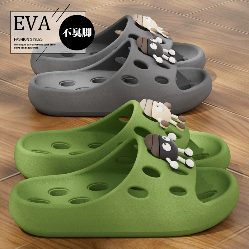 Летние мужские нескользящие тапочки для ванной комнаты с героями мультфильмов, женские новые сандалии на толстой подошве, сандалии для купания