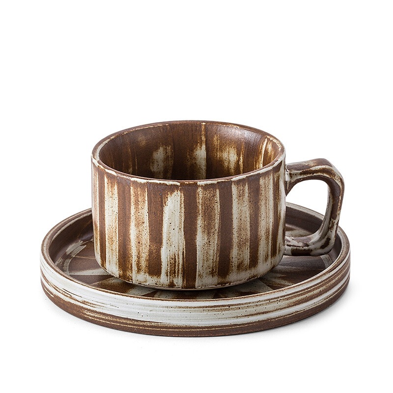 Vintage Coffee Cup and Ceramic Saucer Set, Creative Handmade Retro Cup and Saucer, Water Cup, Milk Breakfast Cup, Hand-Painted Vintage Coffee Cup and Ceramic Saucer Set, Creative Handmade Retro Cup and Saucer, Water Cup, Milk Breakfast Cup, Hand-Painted