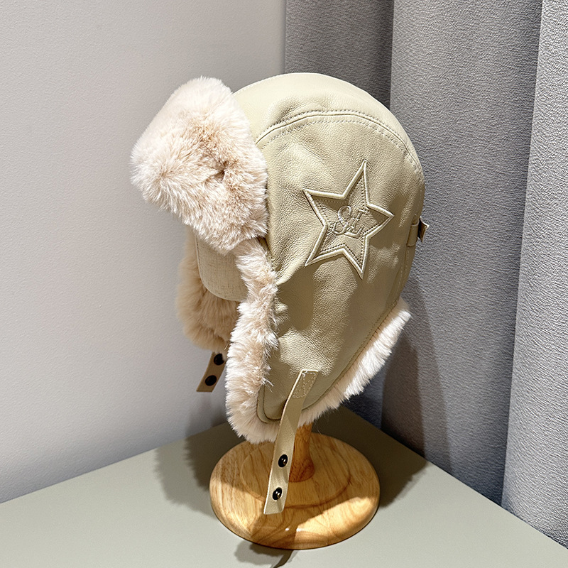 Sombrero de piel de pelúcia de aviador retro para niños y niñas, gorras de esquí de protección de oídos cálidas para niños y niñas