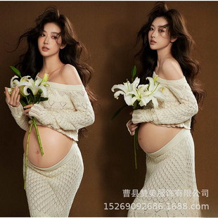 Photo Studio Theme New Maternity Photo Clothing French Pure Lust Style High-End Pregnant Mommy Belly Photo Clothes for Home Shooting