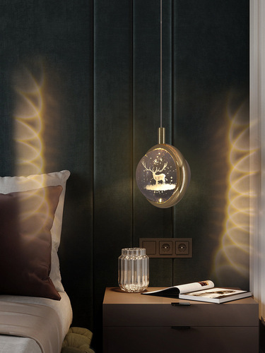 Lightweight luxury bedroom crystal small pendant lamp, living room hallway bar counter background wall decoration fishing line light, internet famous children's lamp