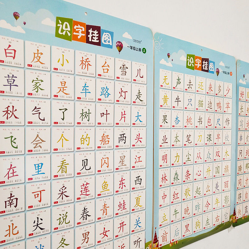 一年级上册生字表识字挂图儿童学前全套宝宝认字无声幼儿学字墙贴