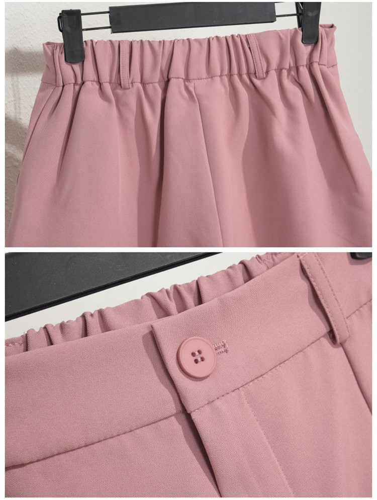 Damen Casual High Waist Loose Fit Graue Shorts Sommer Gerades Bein Bermudashorts mit Knöpfen_voghion.com