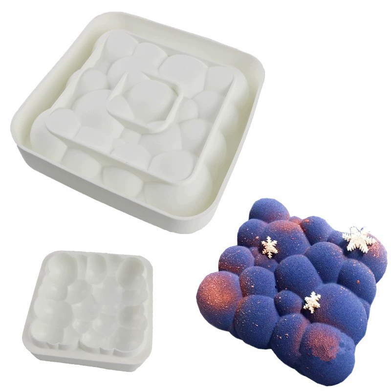Silicone mousse mold Italy, white 21×21×4 cm, food-grade flexible baking tray