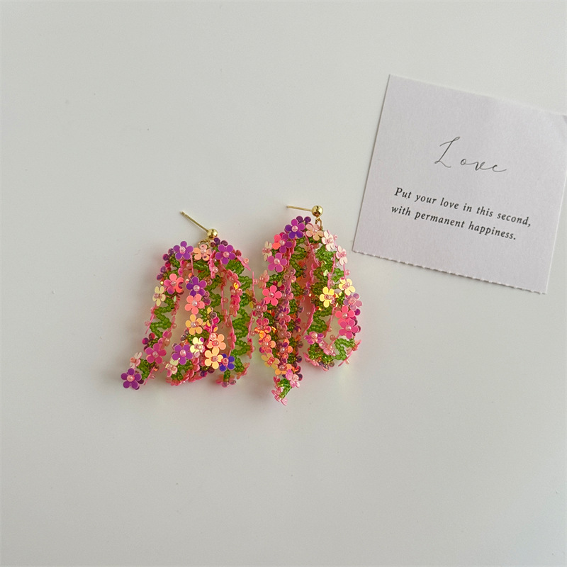 25g Weight Silver Ear Needle Material Drop Earrings Classification 1 Pair Quantity Holiday, Daily Occasion PVC Material Colorful Pattern All Seasons Season Women's Gender Sequins Design Elegant, Ethnic Style Style 1 Pair Elegant Ethnic Style Colorful Sequins PVC Drop Earrings 3