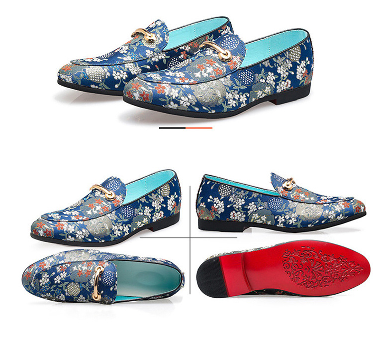 Novi modni čevlji Klasični vezeni moški čevlji s koničastim vzorcem, enojni čevlji z lenim fižonom_voghion.com