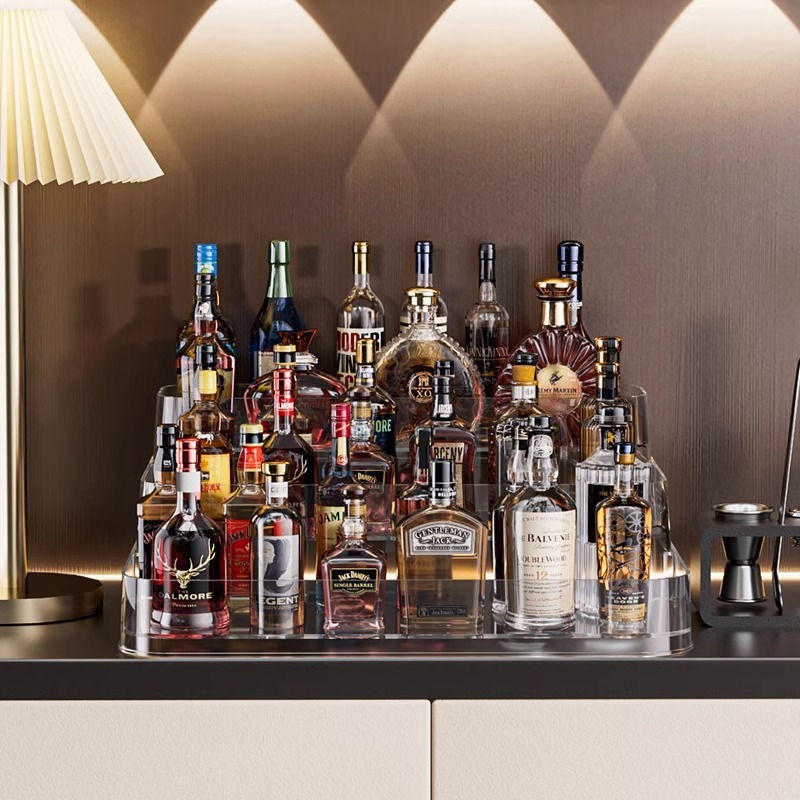 小酒物置棚階段式透明小瓶洋酒基調酒整理棚コンビニミニカクテル展示|undefined