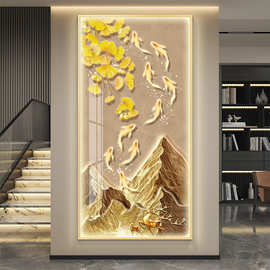 高级感Led灯画玄关装饰画高级感走廊过道挂画九鱼图壁画源头工厂