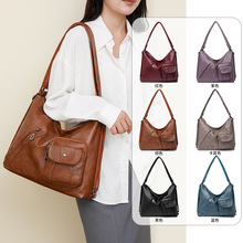 新款时尚软皮单肩斜挎包女百搭三用双肩包女潮流高级感通勤托特包