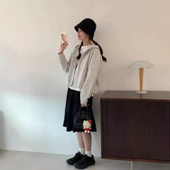 现货egg鸡蛋家韩代东大门设计潮牌秋冬新款宽松拉链连帽卫衣外套