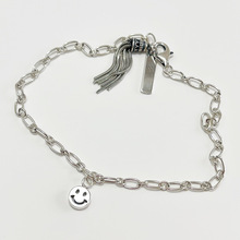 黑凤凰珠宝 韩国韩版S925纯银简约笑脸流苏手链手饰闺蜜情侣手链
