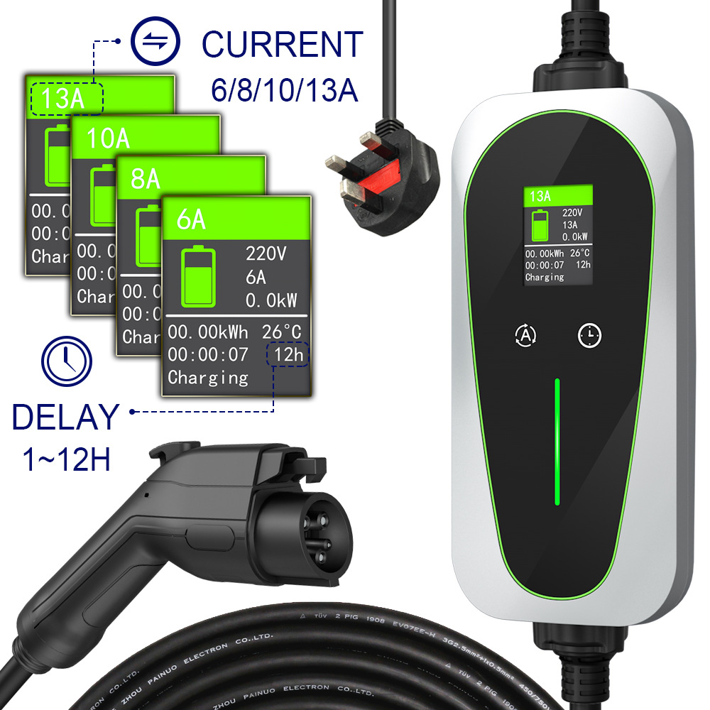 美标J1772 交流充电桩壁挂式随车充32A/40A/48A 即插即用