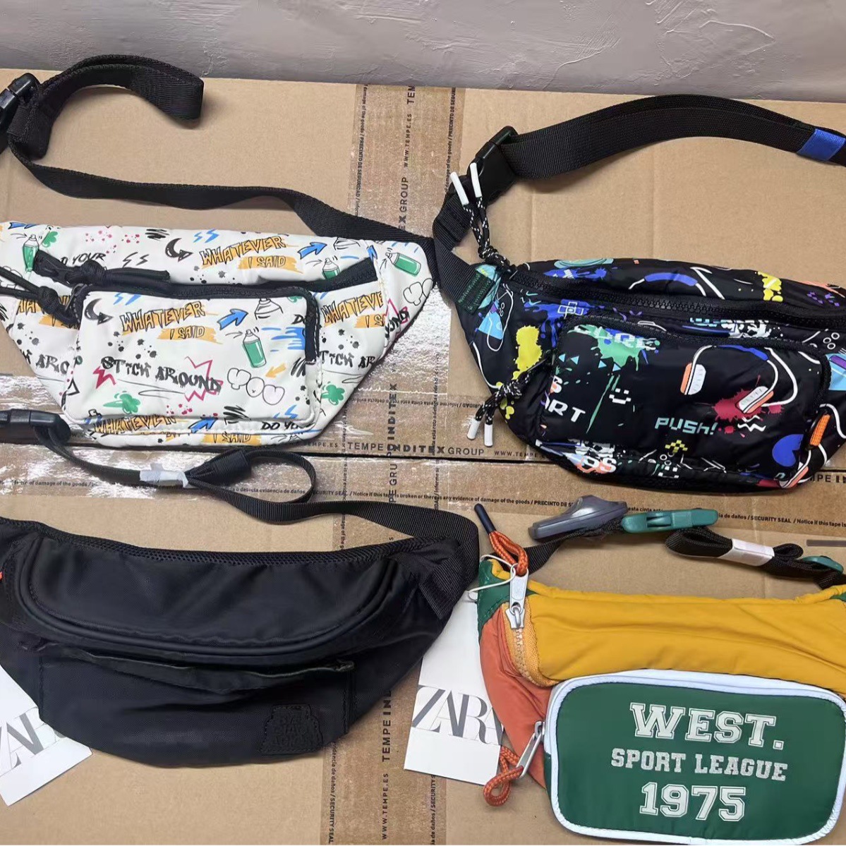 出口跨境欧美za新款男士女士儿童胸包腰包尼龙帆布材质批发