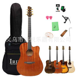 41寸亮光民谣木吉他云杉面板初学者练习琴guitar金色旋钮厂家直销