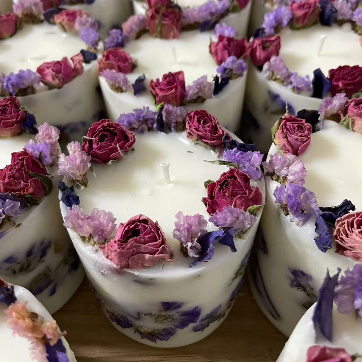 Flores de inmortalidad transfronterizas flores secas rosas de aroma vela floral vela de boda regalo de mano aroma del dormitorio real