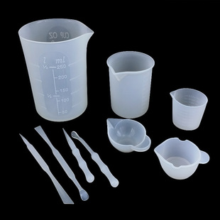 Silicone Measuring Cup, Plastic Cup Set, Crystal Glue Making Tool, Stirring Stick, 250ml Mixing Cup, Silicone Spoon