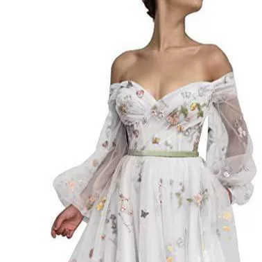 Shiffon lace elegant multicoloured dress, long skirt, Amazon, graduation party, mid-length