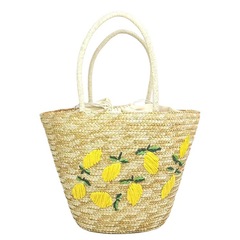 2022 Summer Wheat Straw Weaving Bag Beach Pure Hand-woven Bag New Mango Lemon Fresh Handbag for Women