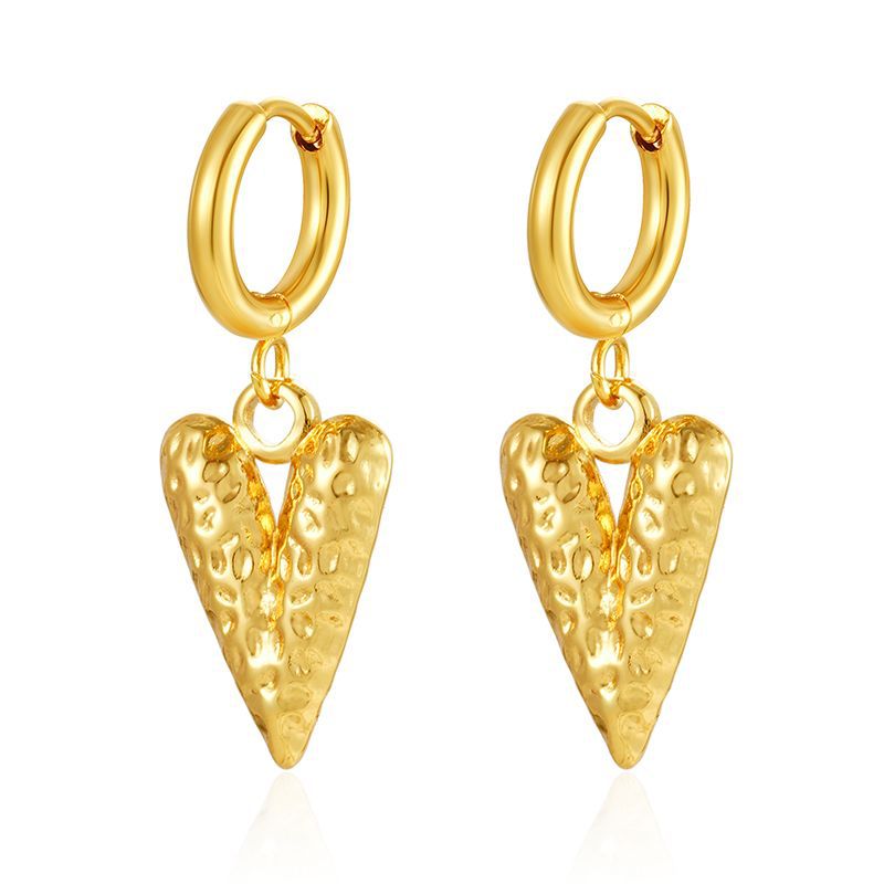 Pendientes colgantes de moda transfronteriza europea y americana, aretes redondos de acero inoxidable de todo fósforo, pendientes simples para mujer de 18K chapados al por mayor