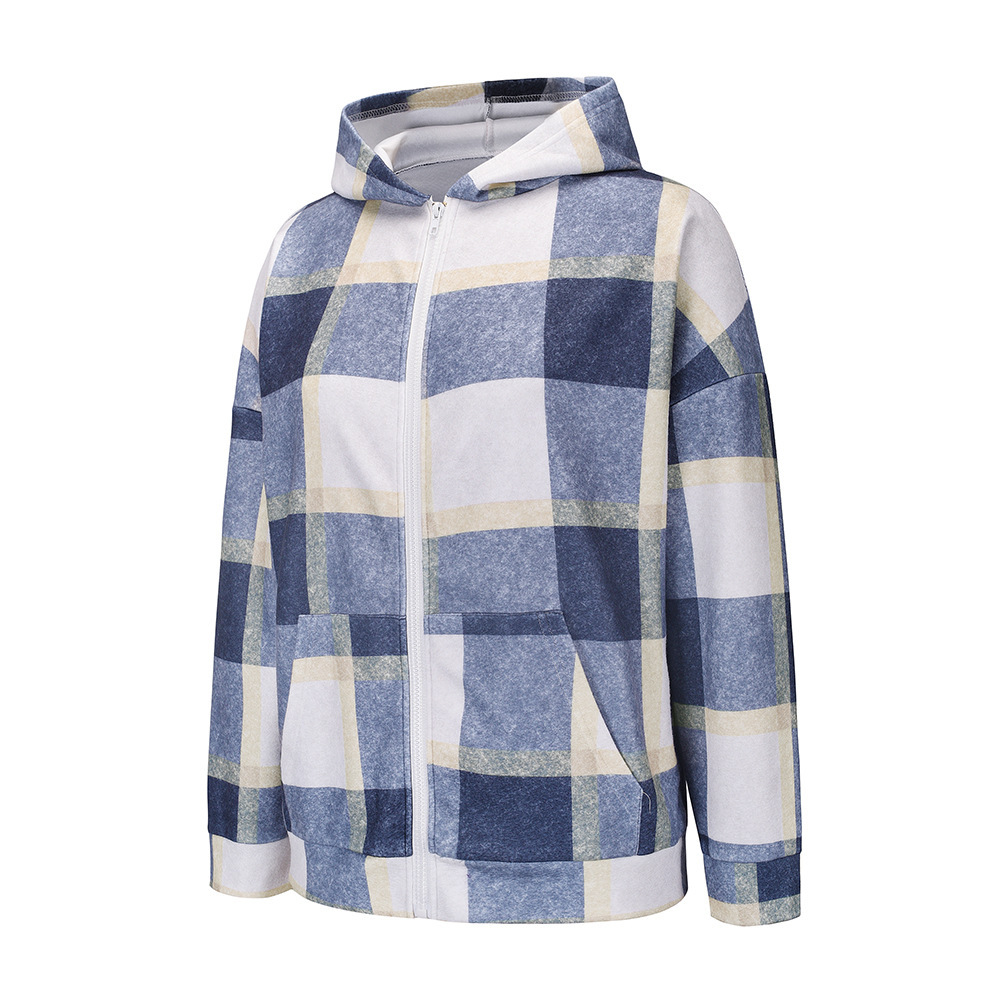 women's loose plaid woolen multicolor hooded jacket nihaostyles clothing wholesale NSXPF72447