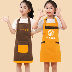 防水兒童圍裙畫室烘焙美術圍兜小孩圍腰幼兒園畫畫衣印字logo繡字