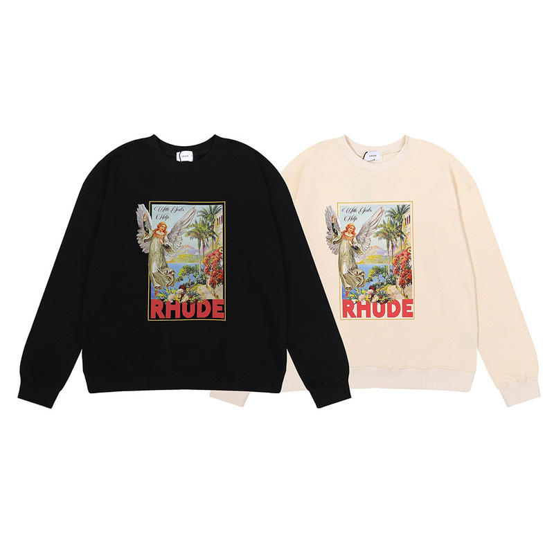 Rhude Madonna's Perfect a Perfect Day European and American Trendy Brand High Street Loose Couple Round Neck Sweatshirt