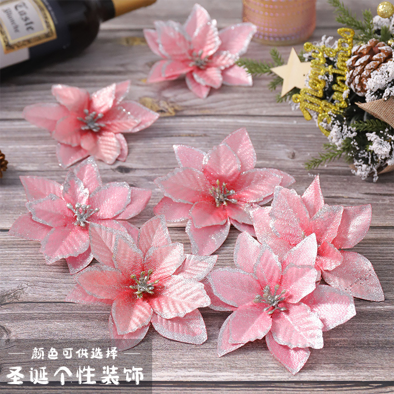 Explosión transfronteriza Flor artificial de Navidad Suministros de decoración de flores de Navidad Flor artificial Decoración de árbol de Navidad Flor 13cm