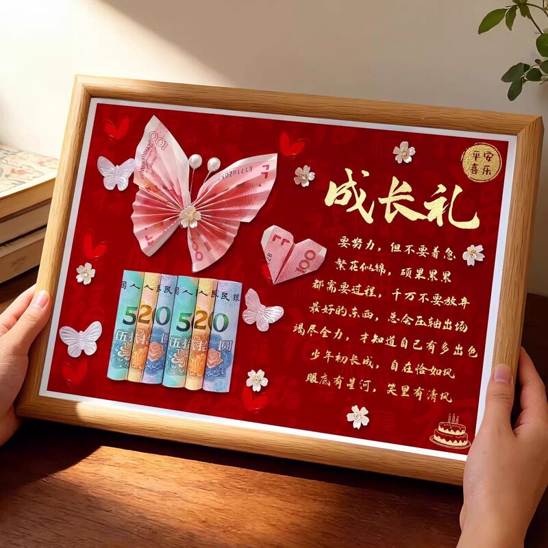 Ten-Year-Old Coming-Of-Age Ceremony, Money Gift Display Stand, Photo Frame, 18-Year-Old Coming-Of-Age Ceremony, Commemorative Birthday Gift, Children's Growth Ceremony