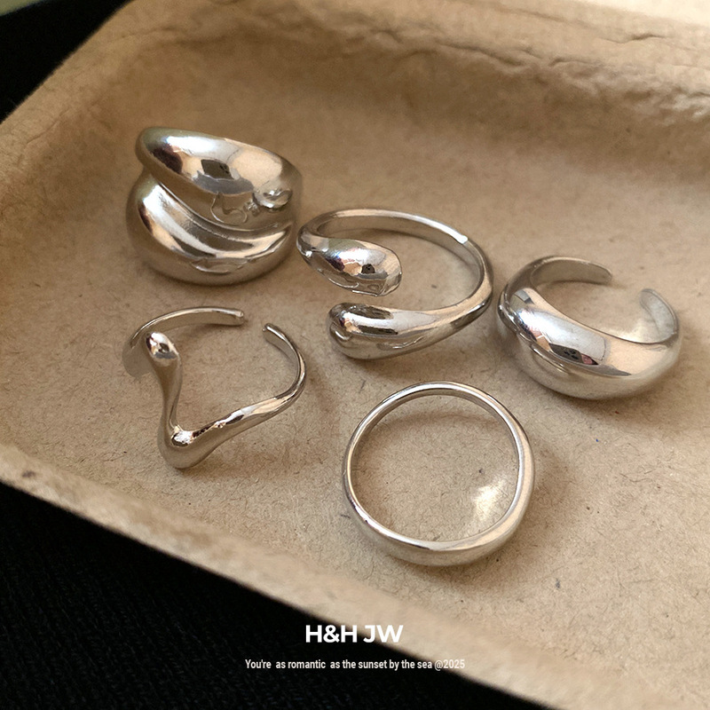不规则金属光面几何开口戒指个性简约冷淡风食指戒轻奢高级感手饰|undefined