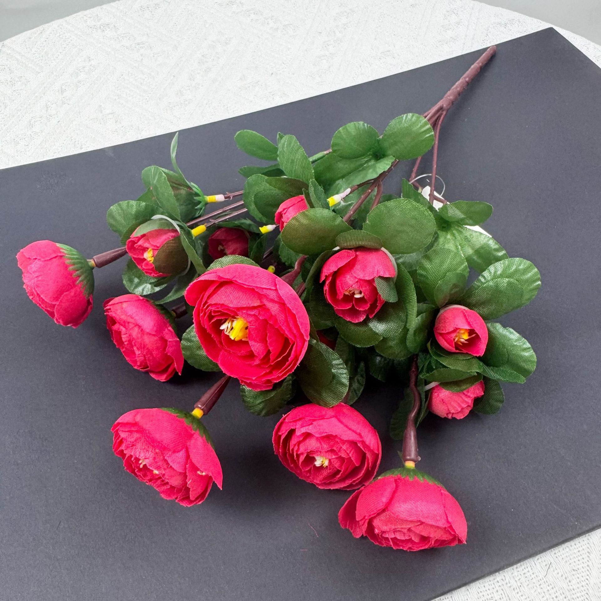Artificial Flower 6-Head Bouquet Small Camellia Multi-Head Bouquet Tea Rose Tea Bud Artificial Flower Wedding Foreign Trade Wholesale Home Decoration