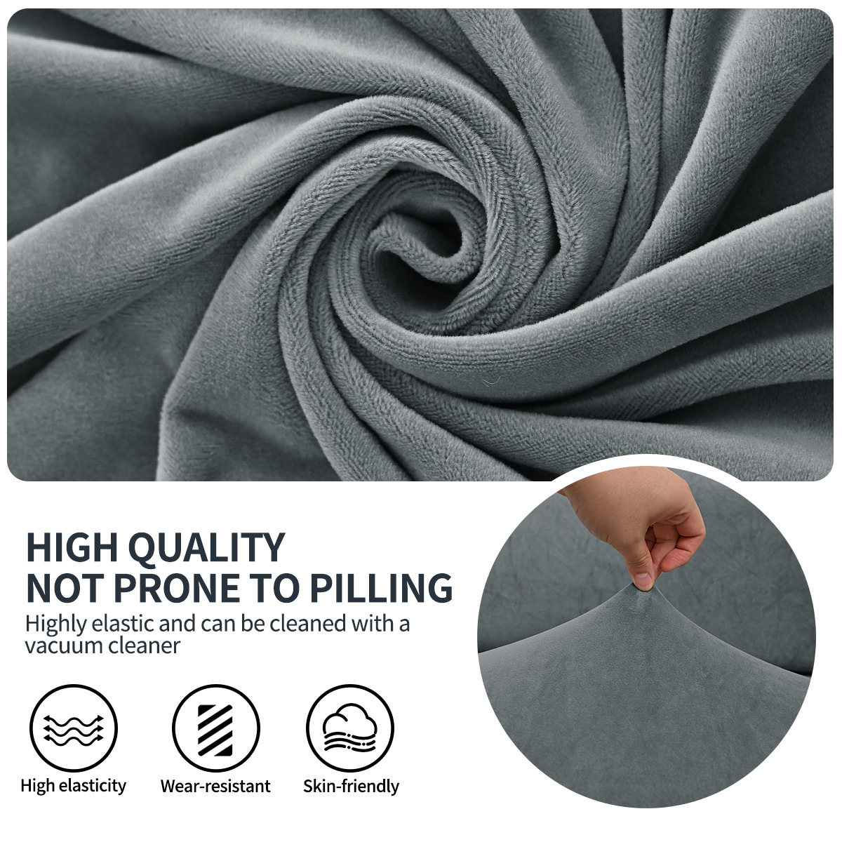 Transfronterizo al por mayor de color sólido elástico plata de zorro cubierta de sofá cubierta de sofá grueso universal cubierta de sofá antideslizante