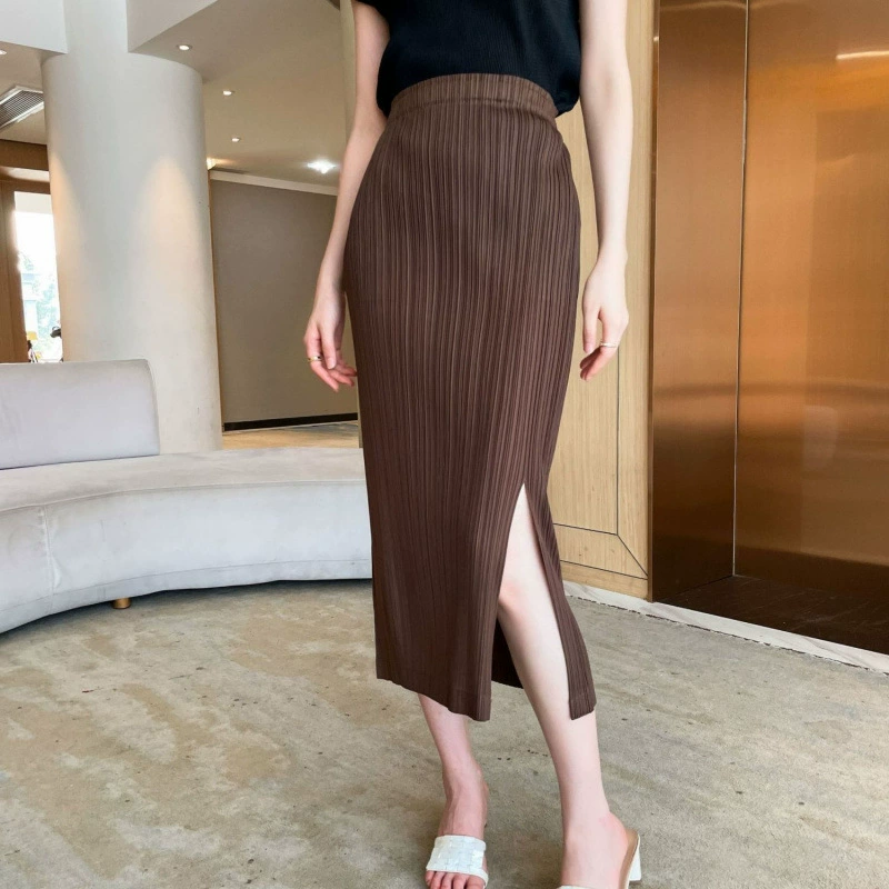 Юбка плиссе Miyake средней длины 2025, юбка с разрезом, новая плиссе, высокая талия