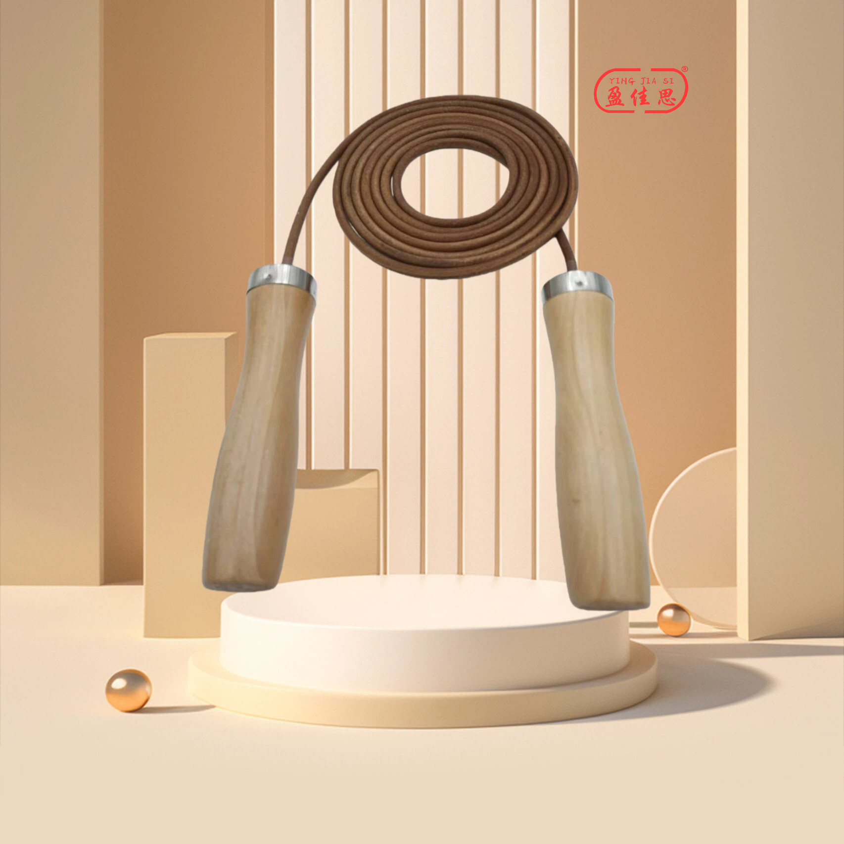 Factory Direct smooth wooden handle cowhide rope skipping fitness equipment supplies children student rope skipping wholesale