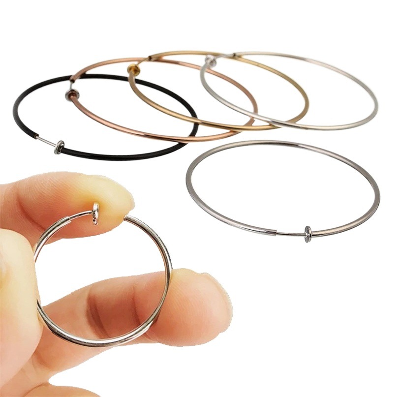 Korean style Foreign Trade simple all-match student fake earrings non-pierced round earrings invisible open circle spring ear clip