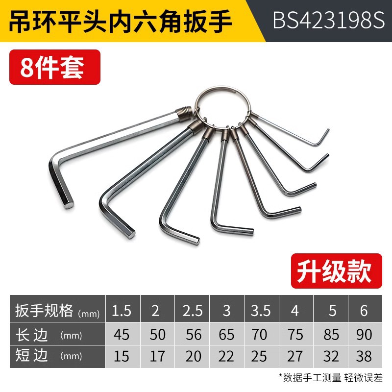 1.5-6mm Eye Bolt Flat Head Hex Socket 8-Piece Set (Upgraded Version) BS423198S