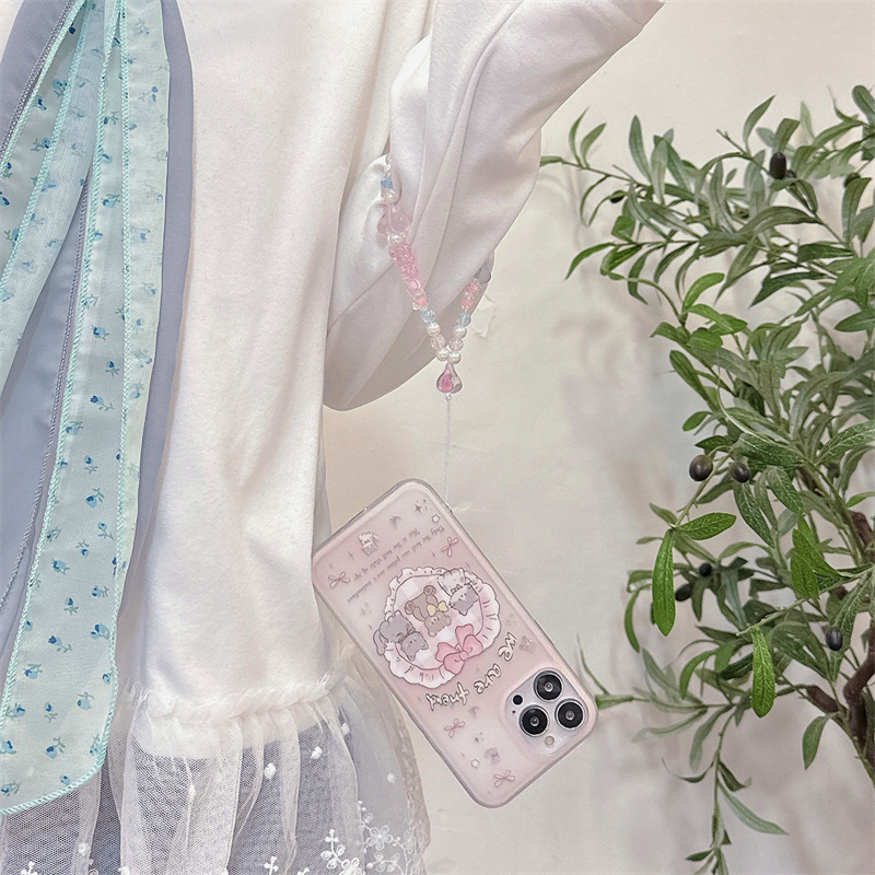 Girl ins Love Bear Cat Adecuado para Apple 16ProMax Funda para teléfono iPhone 13/14 Pulsera 15 Nuevo