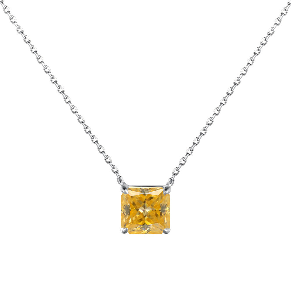 3CT8mm collar de piedra de la princesa colorida colgante rosa púrpura pálido plata S925 collar de piedra