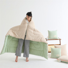 2025新款A类全棉色织水洗棉懒人休闲被披肩抱枕三合一被子